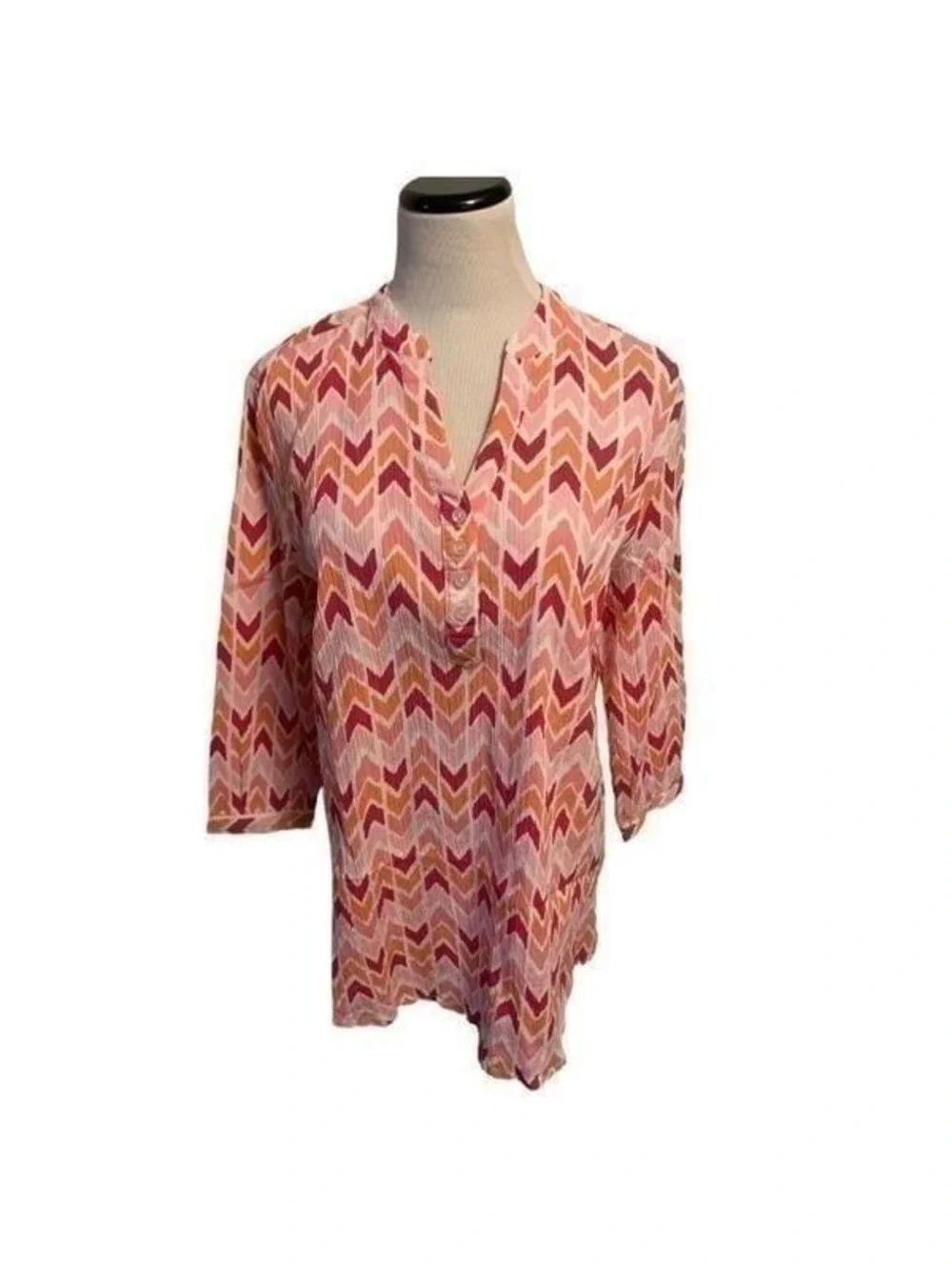 New! Appleseed's Pink and Orange Long Sleeve Tunic XL